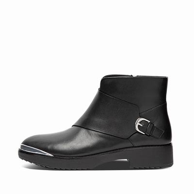 Fitflop Chiarra Buckle Leather - Stiefeletten Damen - Schwarz (LSA902163)